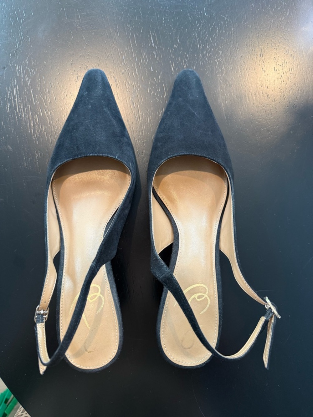 Sam Edelman Black Pointed Toe Slingback Mules